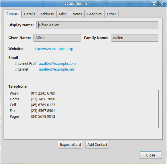 vCard Details - Contact
