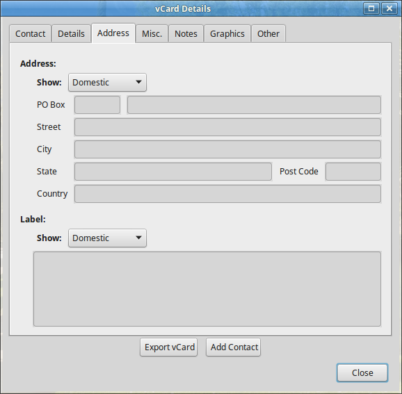 vCard Details - Address