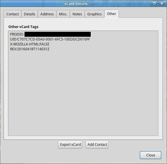 vCard Details - Other