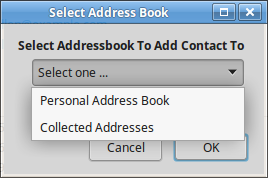 Add To Addressbook Dialog - Pull-down Menu